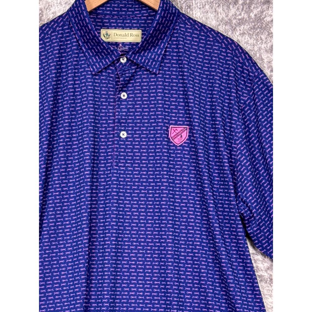 Donald Ross Polo Shirt XL Mens Fish Bone Pattern Performance Golf - Picture 2 of 8